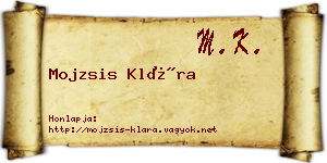 Mojzsis Klára névjegykártya